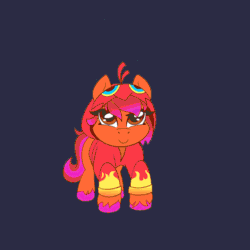 Size: 1000x1000 | Tagged: safe, artist:crowneprince, imported from derpibooru, oc, oc:clarity heart, blaziken, changeling, earth pony, animated, changeling horn, clothes, cute, fangs, grin, hoodie, horn, jumping, pokémon, pounce, purple changeling, shapeshifting, smiling, transformation