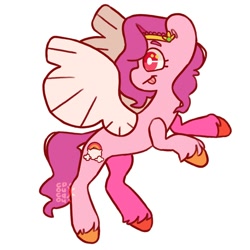 Size: 2000x2000 | Tagged: safe, artist:cocopudu, imported from derpibooru, pipp petals, pegasus, pony, :p, female, g5, high res, looking back, mare, pipp, simple background, solo, spread wings, tongue out, unshorn fetlocks, white background, white pupils, wings