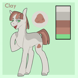 Size: 1280x1280 | Tagged: safe, artist:primrosepaper, imported from derpibooru, oc, oc only, oc:clay, earth pony, pony, male, offspring, parent:maud pie, parent:mud briar, parents:maudbriar, solo