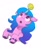 Size: 742x900 | Tagged: safe, artist:thefloatingtree, imported from derpibooru, izzy moonbow, pony, unicorn, ball, bracelet, female, floppy ears, g5, horn, horn guard, horn impalement, hornball, izzy's tennis ball, jewelry, looking up, magic tennis ball of friendship, mare, open mouth, raised hoof, simple background, solo, tennis ball, unshorn fetlocks, white background