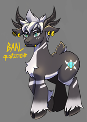Size: 1497x2090 | Tagged: safe, artist:dorpapu, artist:jafsheep, imported from derpibooru, oc, goat, original species, baal, cloven hooves, ear piercing, ear tag, earring, horns, jewelry, original character do not steal, piercing