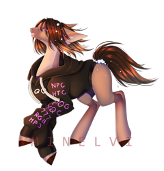 Size: 2416x2520 | Tagged: safe, artist:minelvi, imported from derpibooru, oc, oc only, earth pony, pony, clothes, colored hooves, ear fluff, earth pony oc, hoodie, signature, simple background, solo, transparent background