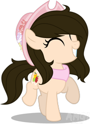 Size: 1246x1720 | Tagged: safe, artist:amgiwolf, imported from derpibooru, oc, oc only, oc:huny, earth pony, pony, clothes, earth pony oc, eyelashes, female, filly, grin, hat, raised hoof, scarf, simple background, smiling, solo, transparent background, witch hat