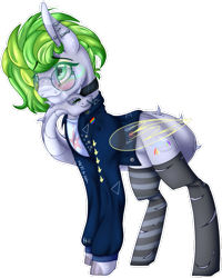 Size: 641x803 | Tagged: safe, artist:song-star, imported from derpibooru, oc, oc only, oc:cloud drift, pegasus, pony, augmented tail, clothes, collar, commission, ear piercing, earring, eyes closed, eyeshadow, female, freckles, glasses, jacket, jewelry, leather jacket, makeup, mare, markings, mismatched socks, nuzzling, piercing, ripped stockings, shirt, simple background, socks, solo, stockings, striped socks, sunglasses, t-shirt, thigh highs, torn clothes, transparent background