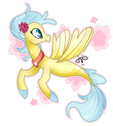 Size: 700x782 | Tagged: safe, artist:gallantserver, imported from derpibooru, princess skystar, seapony (g4), my little pony: the movie, blue eyes, dorsal fin, female, fin wings, fins, fish tail, flower, flower in hair, flowing mane, flowing tail, jewelry, necklace, pearl, pearl necklace, signature, simple background, smiling, solo, tail, transparent background, wings