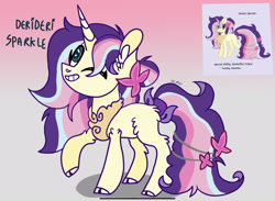 Size: 2284x1668 | Tagged: safe, artist:caramelbolt24, imported from derpibooru, oc, oc only, pony, unicorn, abstract background, chest fluff, cloven hooves, duo, ear fluff, female, grin, horn, magical lesbian spawn, mare, offspring, one eye closed, parent:fluttershy, parent:twilight sparkle, parents:twishy, raised hoof, signature, smiling, unicorn oc, wink