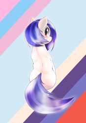 Size: 1430x2048 | Tagged: safe, artist:kurogewapony, imported from derpibooru, oc, oc only, oc:southern sail, earth pony, pony, blushing, female, looking at you, looking back, looking back at you, mare, smiling, solo, turned away