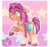 Size: 2048x1944 | Tagged: safe, artist:bunnylabunny, imported from derpibooru, sunny starscout, earth pony, pony, abstract background, badge, bag, braid, female, floppy ears, g4, g5, g5 to g4, mare, raised hoof, smiling, solo, stars, unshorn fetlocks