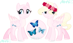 Size: 1024x607 | Tagged: safe, artist:moonbeamhamato, imported from derpibooru, fluttershy, pony, alternate cutie mark, floral head wreath, flower, redesign, reference sheet, simple background, solo, transparent background