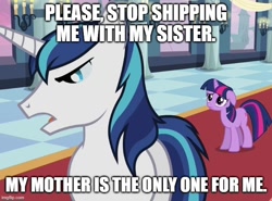 Size: 674x500 | Tagged: safe, edit, edited screencap, imported from derpibooru, screencap, shining armor, twilight sparkle, pony, unicorn, a canterlot wedding, caption, image macro, imgflip, implied incest, implied infidelity, implied shiningvelvet, implied shipping, implied straight, text, unicorn twilight