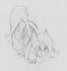 Size: 1800x1898 | Tagged: safe, artist:wapamario63, imported from ponybooru, fluttershy, pegasus, pony, behaving like a cat, both cutie marks, cute, face down ass up, female, mare, monochrome, pounce, shyabetes, sketch, solo, traditional art