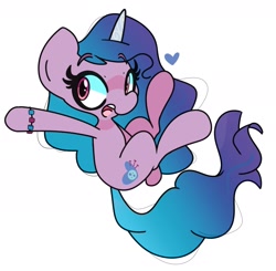 Size: 2409x2359 | Tagged: safe, artist:kindakismet, imported from derpibooru, izzy moonbow, pony, unicorn, bracelet, cute, eyelashes, female, g5, heart, high res, izzybetes, jewelry, mare, open mouth, simple background, solo, white background