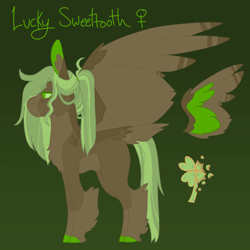 Size: 1200x1200 | Tagged: safe, artist:lepiswerid, derpibooru exclusive, imported from derpibooru, oc, oc only, oc:lucky sweettooth, pegasus, pony, colored hooves, colored pupils, colored wings, cutie mark, feathered fetlocks, female, reference, reference sheet, solo, tail feathers, wings