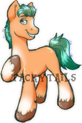 Size: 528x797 | Tagged: safe, artist:tackytails, imported from derpibooru, hitch trailblazer, earth pony, pony, g5, grin, looking at you, male, raised hoof, simple background, smiling, solo, stallion, teeth, text, transparent background, unshorn fetlocks, watermark