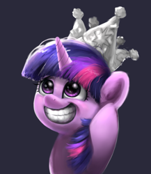 Size: 1605x1853 | Tagged: artist needed, source needed, useless source url, safe, artist:xyq, imported from derpibooru, twilight sparkle, pony, unicorn, sparkle's seven, adorkable, crown, cute, dork, female, hard-won helm of the sibling supreme, human teeth, jewelry, mare, regalia, smiling, solo, twiabetes, unicorn twilight