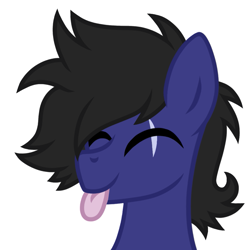 Size: 899x899 | Tagged: safe, artist:froyo15sugarblast, imported from derpibooru, oc, oc only, oc:blu, pony, bust, eyes closed, male, portrait, scar, simple background, solo, tongue out, white background