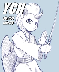 Size: 884x1080 | Tagged: safe, artist:felixf, imported from derpibooru, oc, anthro, anthro oc, commission, crossover, jedi, jedi knight, lightning, lightsaber, sith, star wars, weapon, ych sketch, your character here