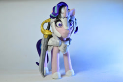 Size: 1024x681 | Tagged: safe, artist:crosslineanimator, imported from derpibooru, starlight glimmer, pony, unicorn, armor, clay, female, mare, plasticine, solo, sword, weapon