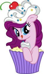 Size: 1012x1683 | Tagged: safe, artist:rubyg242, imported from derpibooru, oc, oc only, oc:red velvet, pony, cupcake, female, food, mare, ponies in food, simple background, solo, transparent background