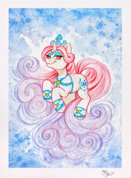 Size: 1880x2555 | Tagged: safe, artist:amishy, artist:amishyart, imported from derpibooru, princess amore, pony, unicorn, heart, lidded eyes, looking at you, smiling, solo, traditional art