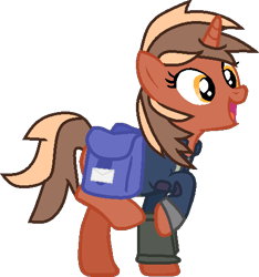 Size: 455x487 | Tagged: safe, artist:pegasski, imported from derpibooru, oc, oc only, oc:softbox, pony, unicorn, fallout equestria, bag, base used, clothes, eyelashes, female, horn, mare, open mouth, pipbuck, raised hoof, saddle bag, simple background, smiling, solo, transparent background, unicorn oc