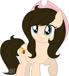 Size: 2842x3134 | Tagged: safe, artist:amgiwolf, imported from derpibooru, oc, oc only, oc:huny, earth pony, pony, earth pony oc, eyelashes, female, hat, mare, raised hoof, simple background, smiling, solo, transparent background