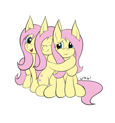 Size: 2267x2424 | Tagged: safe, artist:wapamario63, imported from ponybooru, fluttershy, pegasus, pony, clone, clones, cute, female, hug, hugging herself, hugging herself and herself, mare, self ponidox, selfcest, shipping, shyabetes, simple background, transparent background, wat, weapons-grade cute, wtf