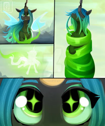 Size: 800x960 | Tagged: safe, artist:buvanybu, imported from derpibooru, queen chrysalis, changeling, changeling queen, to where and back again, a better ending for chrysalis, comic, female, metamorphosis, starry eyes, transformation, what if, wingding eyes