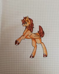 Size: 1080x1350 | Tagged: safe, artist:tessa_key_, imported from derpibooru, oc, oc only, pegasus, pony, colored hooves, eyelashes, female, graph paper, mare, pegasus oc, rearing, smiling, solo, traditional art, wings