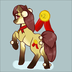 Size: 900x900 | Tagged: safe, artist:lavvythejackalope, imported from derpibooru, oc, oc only, earth pony, pony, base used, earth pony oc, female, mare, medal, raised hoof, simple background, solo