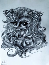 Size: 771x1024 | Tagged: safe, artist:maryhoovesfield, imported from derpibooru, oc, oc only, earth pony, pony, angry, bust, clothes, ear fluff, earth pony oc, grayscale, jacket, monochrome, signature, solo, traditional art