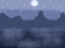 Size: 1024x765 | Tagged: safe, alternate version, artist:maryhoovesfield, imported from derpibooru, background, fog, forest, full moon, moon, night, no pony, stars