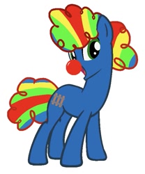 Size: 547x658 | Tagged: safe, artist:ry-bluepony1, imported from derpibooru, oc, oc:train track, pony, unicorn, april fools, base used, clown, clown nose, horn, male, red nose, show accurate, stallion, unicorn oc, wig