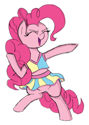 Size: 1080x1510 | Tagged: safe, artist:legendoflink, imported from derpibooru, pinkie pie, pony, cheering, cheerleader, cheerleader outfit, clothes, cute, diapinkes, eyes closed, midriff, open mouth, simple background, skirt, solo, sports bra, sports skirt, standing, sweet dreams fuel, transparent background