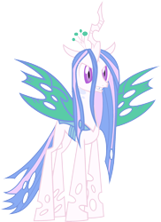 Size: 1823x2499 | Tagged: safe, edit, imported from derpibooru, vector edit, princess celestia, queen chrysalis, changeling, changeling queen, ponyar fusion, female, fusion, palette swap, recolor, simple background, solo, transparent background, vector