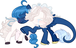 Size: 2880x1826 | Tagged: safe, artist:kurosawakuro, imported from derpibooru, oc, oc only, oc:lorelei snowflake, earth pony, pegasus, pony, base used, female, horns, hug, mare, simple background, transparent background