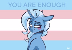 Size: 2048x1423 | Tagged: safe, artist:lrusu, imported from derpibooru, trixie, pony, unicorn, comments locked down, female, mare, pride, pride flag, solo, trans female, trans trixie, transgender, transgender pride flag