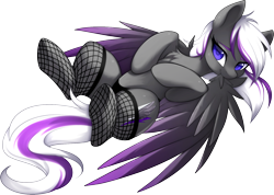 Size: 1602x1141 | Tagged: safe, artist:scarlet-spectrum, imported from derpibooru, oc, oc only, oc:lyum, pegasus, pony, clothes, cute, female, fishnets, grooming, mare, panties, preenhub, preening, simple background, solo, transparent background, underwear, wings