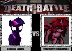 Size: 897x639 | Tagged: safe, imported from derpibooru, twilight sparkle, alicorn, unicorn, fighting is magic, angry, death battle, evil, evil twilight, exploitable meme, fury, meme, nightmare twilight, nightmarified, rage, red eyes, twilight sparkle (alicorn), unicorn twilight, white eyes