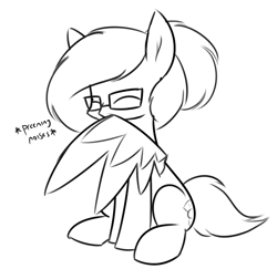 Size: 1197x1165 | Tagged: safe, artist:moonatik, derpibooru exclusive, imported from derpibooru, oc, oc only, oc:moonatik, pegasus, pony, cute, descriptive noise, female, glasses, grooming, hair bun, mare, preening, sitting, sketch, solo