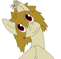 Size: 1123x1080 | Tagged: safe, artist:kannibalpirate, imported from derpibooru, pegasus, pony, bandage, colt, looking at you, lostpony.txt, male, red eyes, red helper, smiling