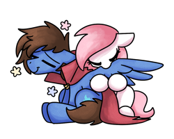 Size: 1280x1024 | Tagged: safe, artist:sugar morning, imported from derpibooru, oc, oc only, oc:bizarre song, oc:sugar morning, pegasus, pony, cape, clothes, cute, female, grooming, male, mare, oc x oc, pegasus oc, preening, shipping, simple background, stallion, straight, sugarre, transparent background, wings