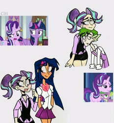 Size: 2472x2662 | Tagged: safe, artist:citi, imported from derpibooru, screencap, spike, starlight glimmer, twilight sparkle, alicorn, human, spoiler:mlp friendship is forever, human spike, humanized, scene interpretation, screencap reference, twilight sparkle (alicorn)