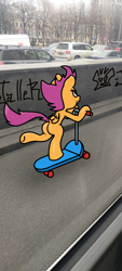 Size: 1800x4000 | Tagged: safe, artist:a-jaller, imported from derpibooru, scootaloo, pegasus, pony, semi-anthro, butt, plot, scooter