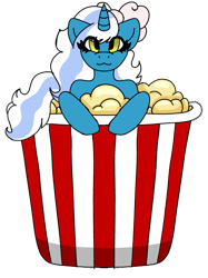 Size: 425x567 | Tagged: safe, artist:flameclawdacat, imported from derpibooru, oc, oc:fleurbelle, alicorn, alicorn oc, bow, female, food, hair bow, horn, mare, popcorn, popcorn box, simple background, transparent background, wings, yellow eyes