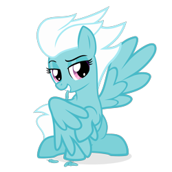 Size: 1800x1800 | Tagged: safe, alternate version, artist:the smiling pony, imported from derpibooru, fleetfoot, pegasus, pony, .svg available, bedroom eyes, feather, grin, grooming, lidded eyes, looking at you, preening, seductive, seductive look, show accurate, simple background, smiling, solo, spread wings, svg, transparent background, vector, wings