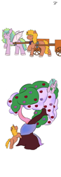 Size: 780x2240 | Tagged: safe, artist:schumette14, imported from derpibooru, oc, oc:lustre elstar, oc:mariguette, dragon, hybrid, unicorn, apple, food, intertwined trees, magical lesbian spawn, next generation, offspring, parent:applejack, parent:holy dash, parent:spike, parent:twilight sparkle, parents:spikedash, parents:twijack, story in the source, story included, tree