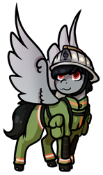 Size: 590x1000 | Tagged: safe, artist:oneiria-fylakas, imported from derpibooru, oc, oc only, oc:nixy, pegasus, pony, firefighter, simple background, solo, transparent background