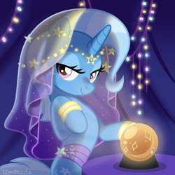 Size: 3100x3100 | Tagged: safe, artist:limedazzle, imported from derpibooru, trixie, pony, unicorn, crystal ball, cute, diatrixes, female, high res, mare, solo, veil