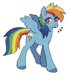 Size: 640x690 | Tagged: safe, artist:heartcade, imported from derpibooru, rainbow dash, pegasus, pony, colored hooves, colored pupils, dock, female, leg fluff, mare, open mouth, simple background, solo, spread wings, transparent background, wings